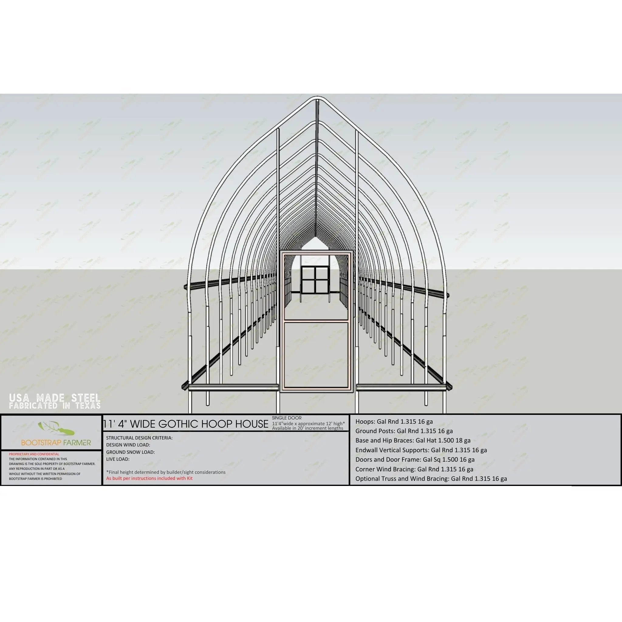 Bootstrap Farmer Gothic All-Metal Hoop House Kit