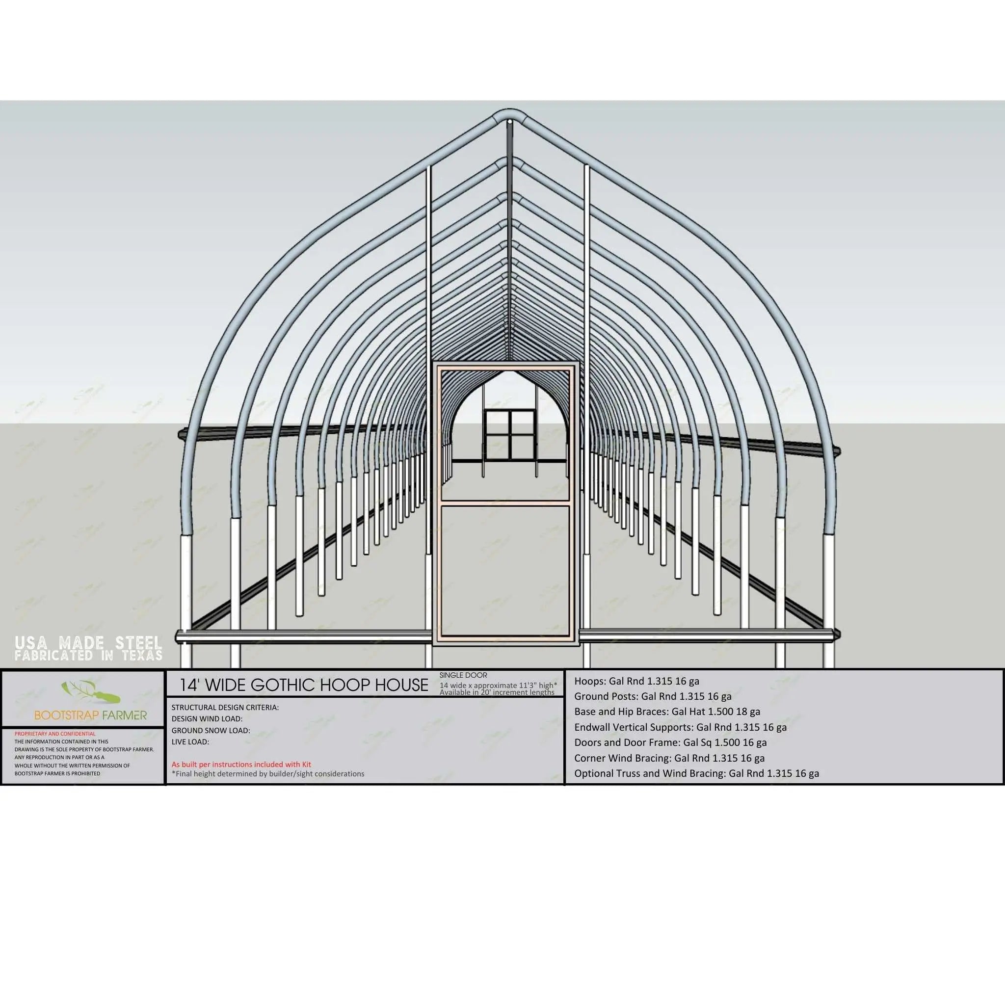 Bootstrap Farmer Gothic All-Metal Hoop House Kit