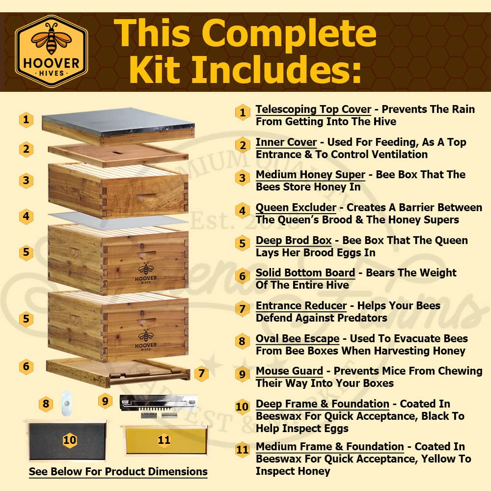 Galena Farms HH8-2D1M Hooper Hives Complete 8 Frame Beehive Kit