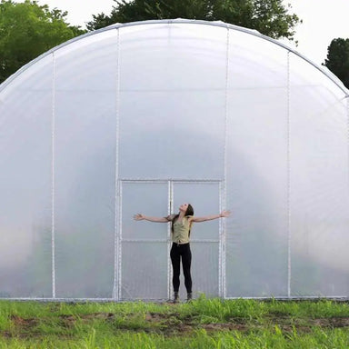 Bootstrap Farmer 30' Round All-Metal Hoop House Kit Girl in Front